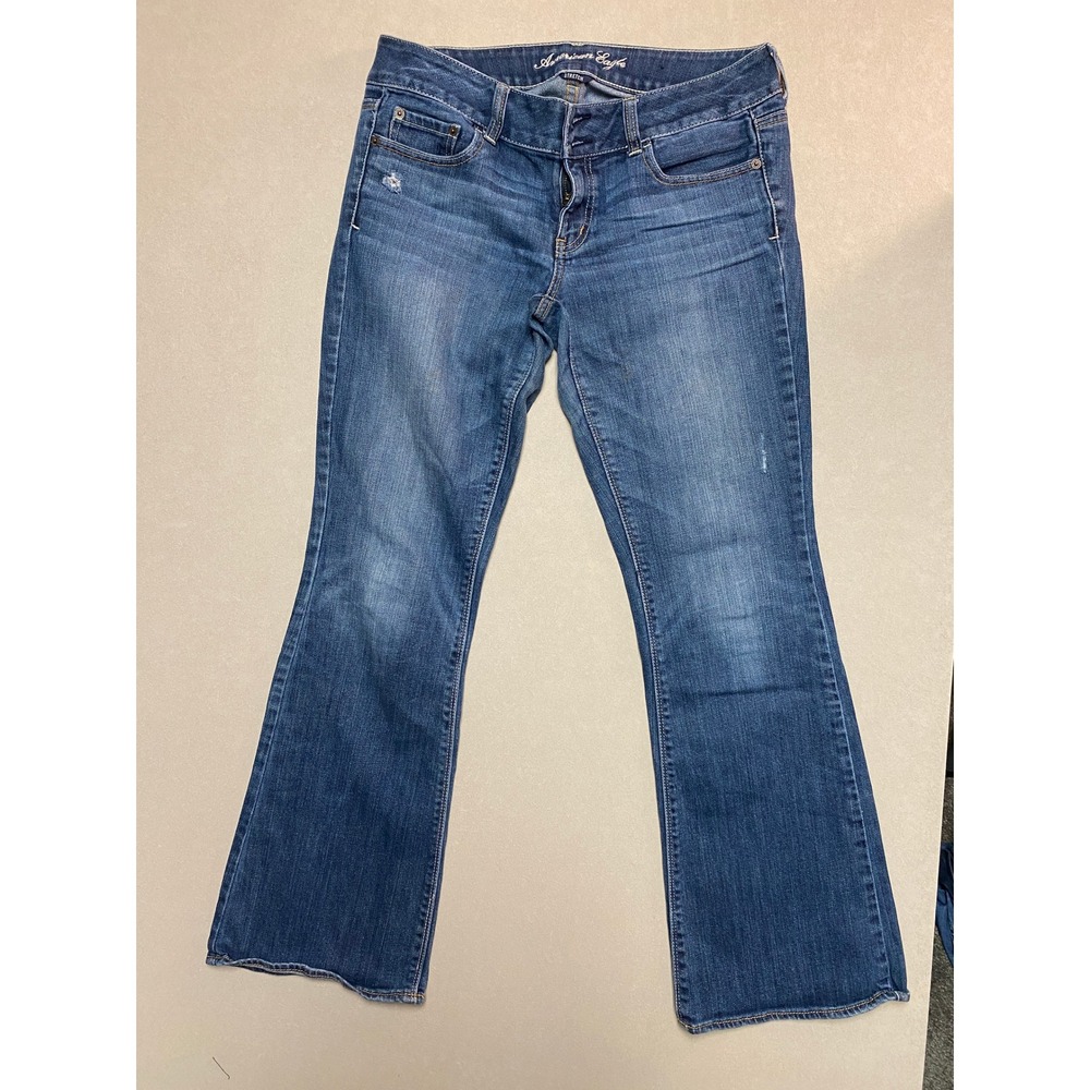 American Eagle Artist Flare Jeans Womens 10 Medium Wash Stretch Low Rise Denim